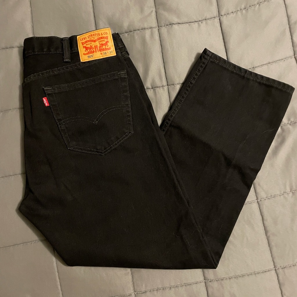 Levi’s Men’s 505 Black Jeans 38 x 30